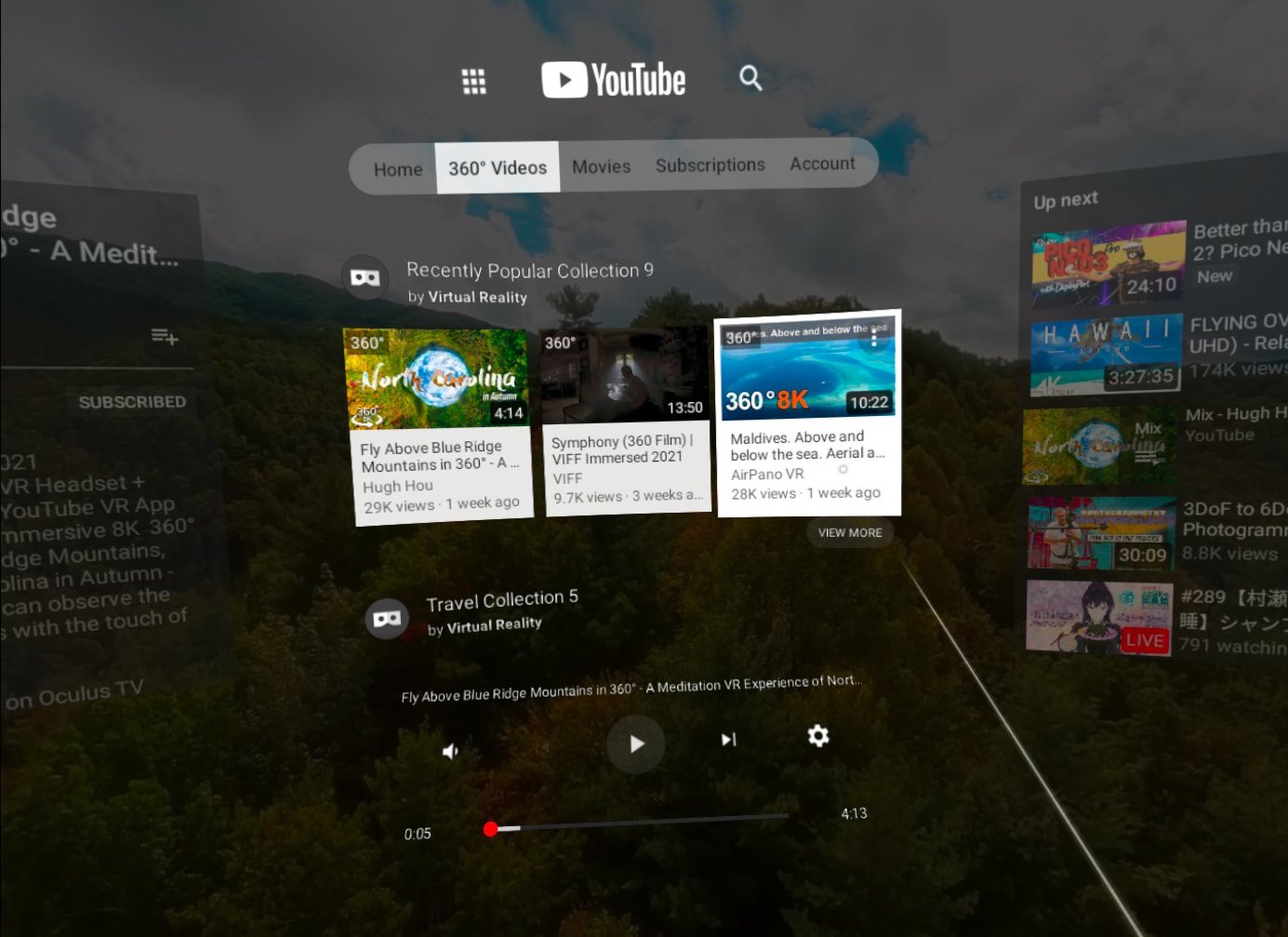 2019 YouTube VR Interface
