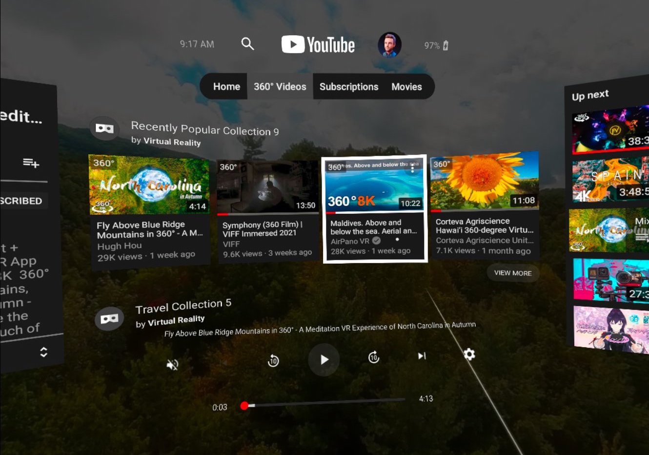 2021 YouTube VR Interface